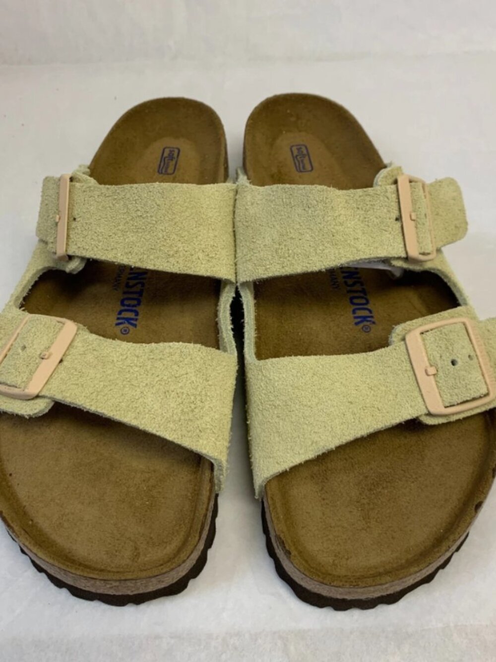Birkenstock Arizona Almond Suede Leather Soft Footbed Narrow Width Sandals